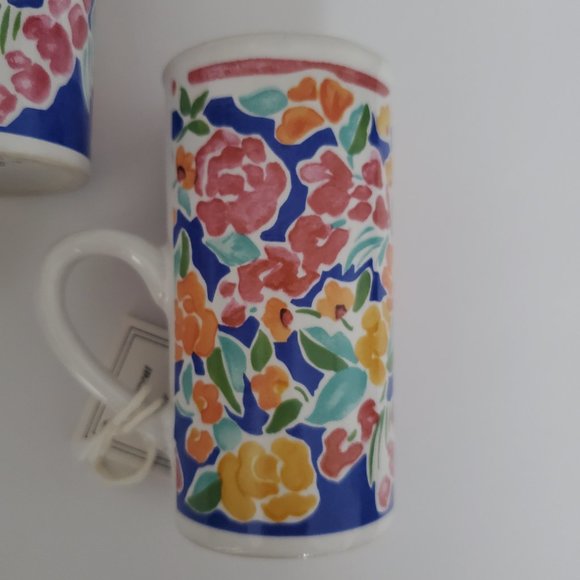 NWT GANZ x Libbey Cute Floral Cappucino Cups Espresso Coffee Size Slim Mini Mugs - Picture 8 of 8